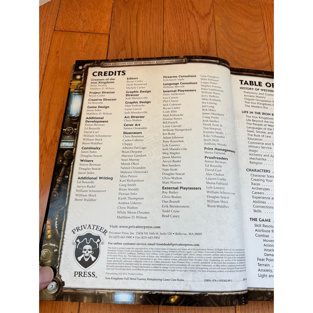 Privateer Press Iron Kingdoms RPG Core Rules Hardcover Full Metal Fantasy EUC - Picture 4 of 4